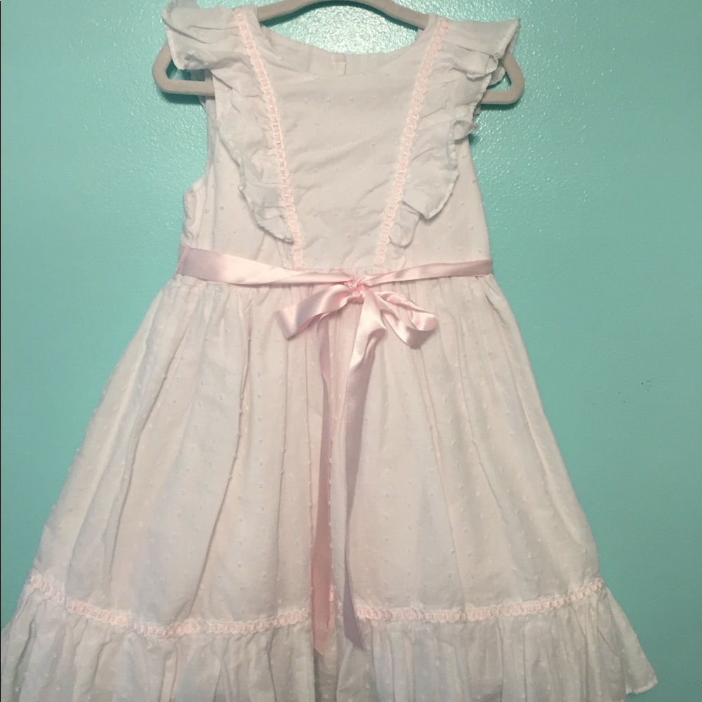 Laura Ashley London white dress with pink bow